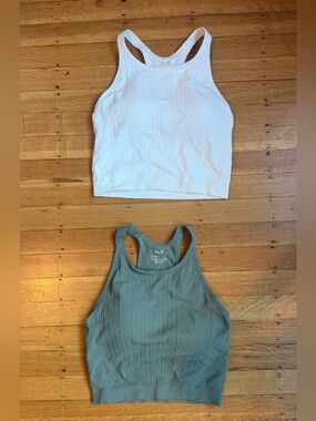 Racerback Crop Tank Set- White and Sage